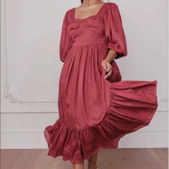 Jessakae Collection size XL midi red pear 3/4 sleeve dress - Picture 3 of 13